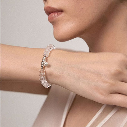 天然煉切白水晶手串S925銀設計軽奢小衆精緻