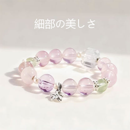 天然の白い粉の水晶の手串女性の小衆の精緻な軽い奢ブレスレット