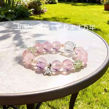 天然の白い粉の水晶の手串女性の小衆の精緻な軽い奢ブレスレット