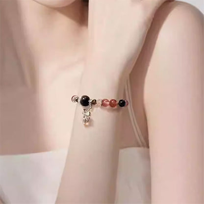 天然の白水体の苺晶の手串軽奢銀曜月光