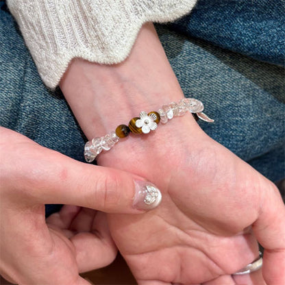 天然白水晶虎眼石925純銀の腕輪の手串女性の金の軽い贅沢な小衆の手飾りのアクセサリーを飾り