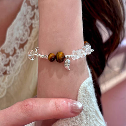 天然白水晶虎眼石925純銀の腕輪の手串女性の金の軽い贅沢な小衆の手飾りのアクセサリーを飾り