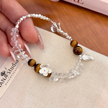 天然白水晶虎眼石925純銀の腕輪の手串女性の金の軽い贅沢な小衆の手飾りのアクセサリーを飾り