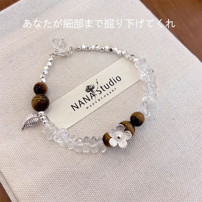 天然白水晶虎眼石925純銀の腕輪の手串女性の金の軽い贅沢な小衆の手飾りのアクセサリーを飾り