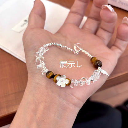天然白水晶虎眼石925純銀の腕輪の手串女性の金の軽い贅沢な小衆の手飾りのアクセサリーを飾り