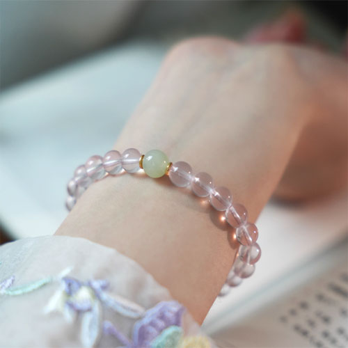 天然のモザンビークの星の光六芒星のピンククリスタルの手串の贈り物