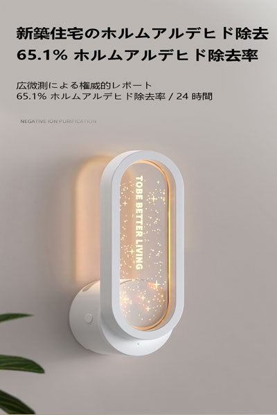 小型マイナスイオンエアクリーナー、トイレ・洗面所の異臭除去・脱臭・ホルムアルデヒド除去機、星空ムードライト