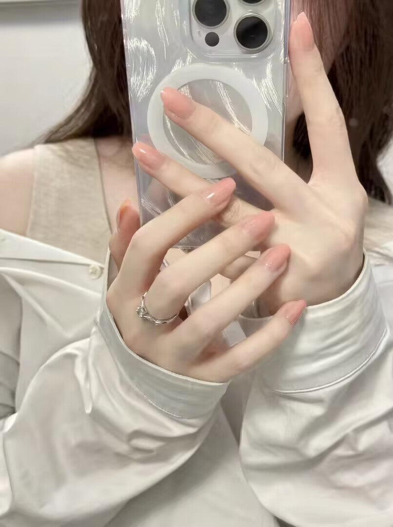 氷透チーク純色高級グラデーションシンプルな日常おっとり気品優しく控えめ優雅な台形着用甲