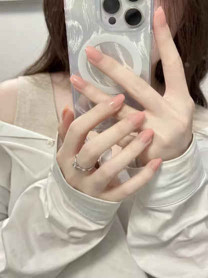 氷透チーク純色高級グラデーションシンプルな日常おっとり気品優しく控えめ優雅な台形着用甲