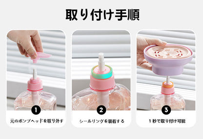 台所シンク用 家庭用洗剤プッシュポンプ｜ハンドソープ・食器洗い液用プレスディスペンサー｜スポンジ・食器ブラシ付き 液出し便利ツール