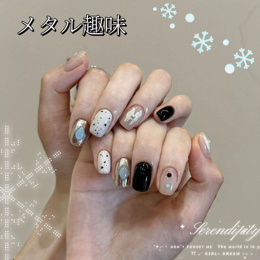 【金属趣味】純手制顕白気質シンプル質感高級精緻雰囲気感短款着用甲