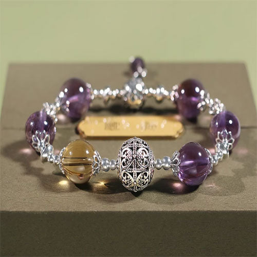 天然水晶  腕輪紫水晶手串