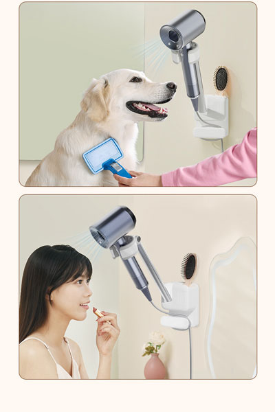 ラクガキヘアドライヤーホルダー 浴室用壁掛け式 ハンズフリー 360° 回転式 ドライヤー固定 吹发用 ノンパンチホルダー