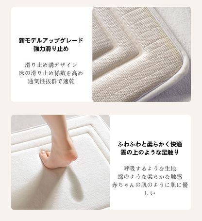 浴室の入り口用吸水速乾フットマット 家庭用トイレ防滑マット 厚手で汚れに強い小サイズのマット