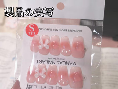 乙女心元気乙女リボンハートパール立体装飾チークグラデーションヌードピンク台形着甲