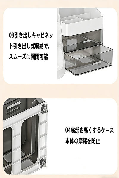 化粧品収納ケース 家庭用デスクトップ収納ラック 引き出し式 デスク用 口紅・スキンケア製品用 多機能収納棚