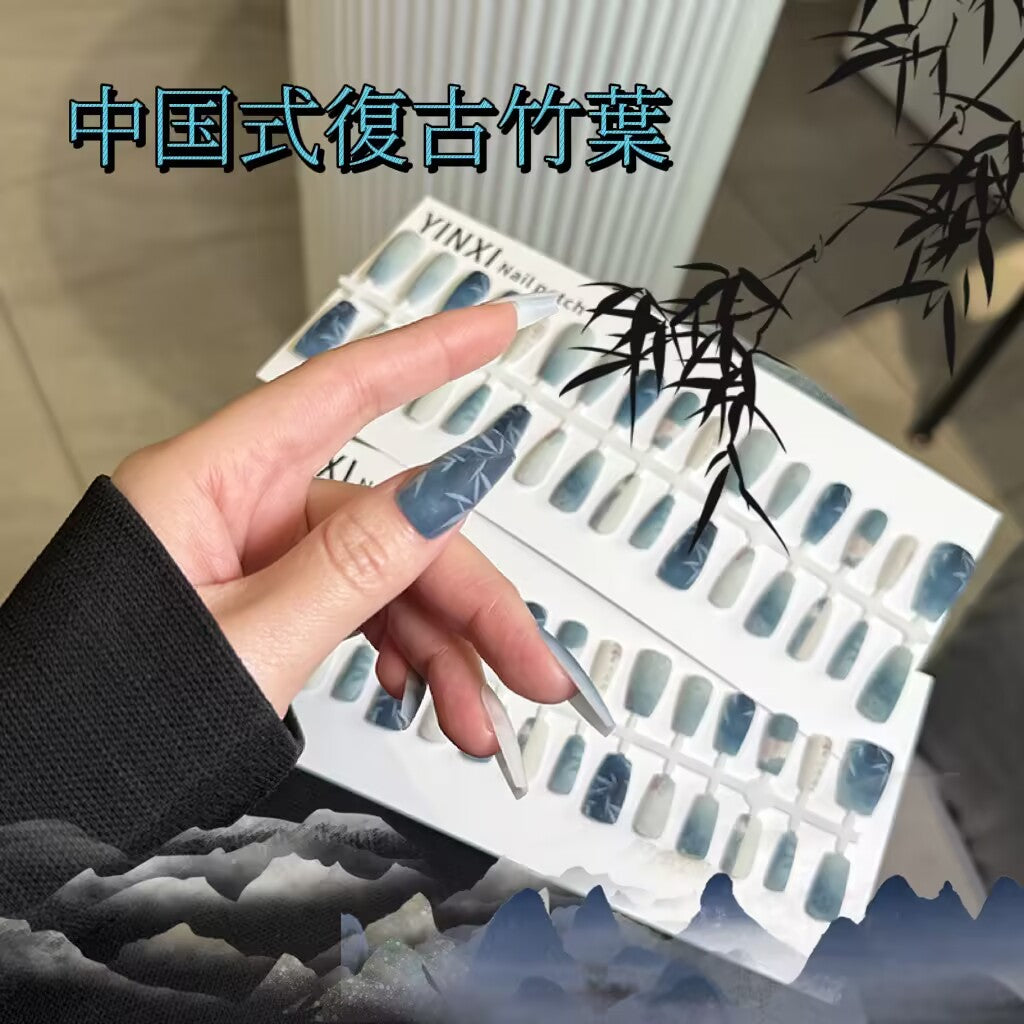 国風青釉磨砂中国風レトロな竹の葉の甲にぼかし