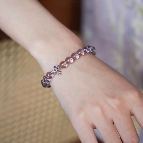 「鏡花辞」天然高浄体アメジスト手串