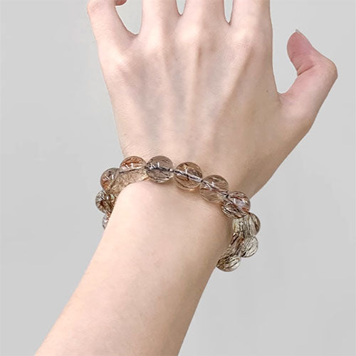 黒金超七手串  男女同款のシンプルな素の輪水晶腕輪  アクセサリー