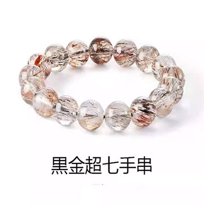 黒金超七手串  男女同款のシンプルな素の輪水晶腕輪  アクセサリー