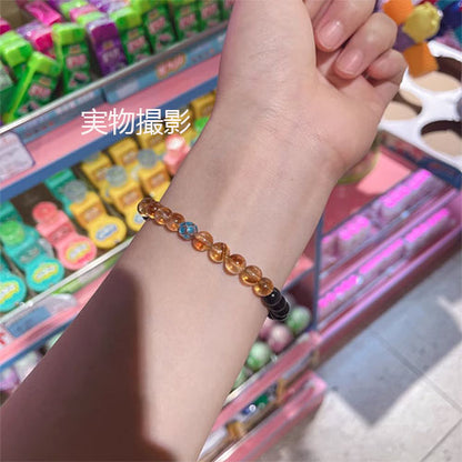 天然黄水晶手串黄塔晶黒曜石腕輪女性の幸運のオリジナル招き入れ