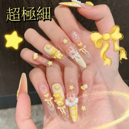 バター小熊の城のかわいいスカートの裾の星のリボン飾り手作りの甲をつけ