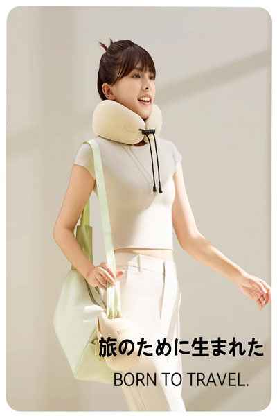 EVERYTHINK スリープホールネックピロー 飛行機やオフィスで使用可能 首保護 U 字型枕 低反発ウレタン ポータブル U 字型枕