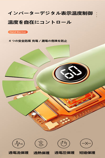 グラフェン無水ハンドウォーマー USB 充電式 ミニ可愛い オフィス・家庭・学校用 内蔵バッテリー付き