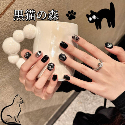 黒猫森のガラス玉猫目純手制甘いクールなかわいい猫甲を着用し