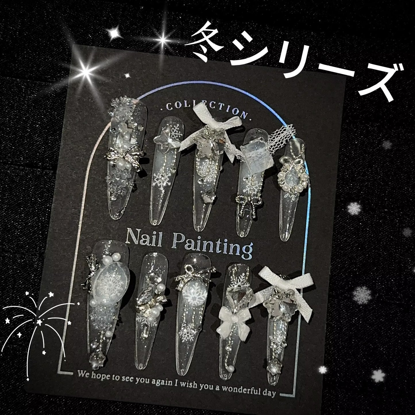【純白の殿堂】冬シリーズ手作立体パールリボン飾りいっぱいダイヤ爆閃精緻高級細長着用甲