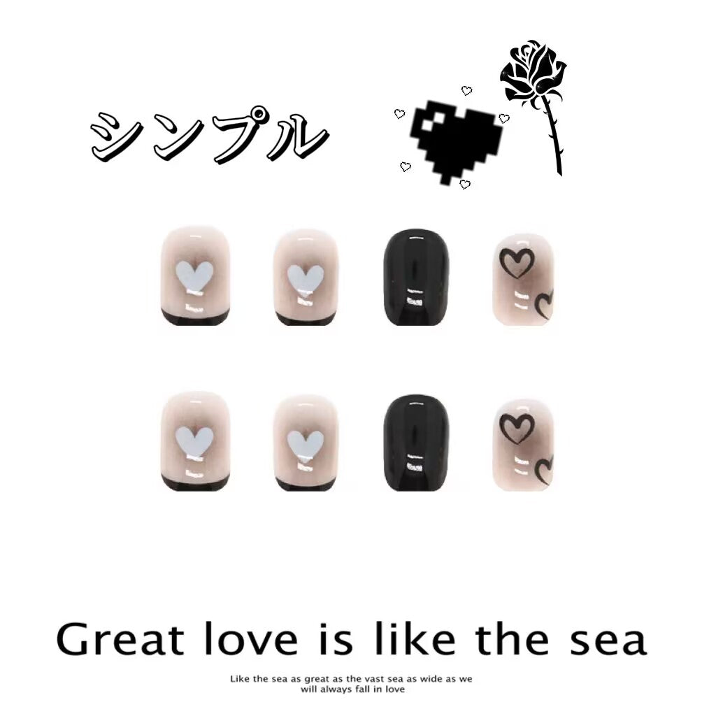 神秘的な愛心の短薄款は手で簡単に描いて甘くてクールな甲を着け