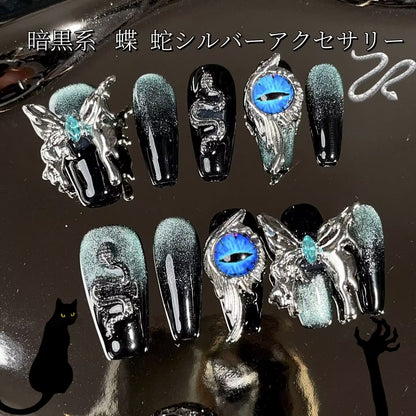 暗黒系深海の瞳蝶ネクタイ蛇銀の飾りミント猫の目を身に着け