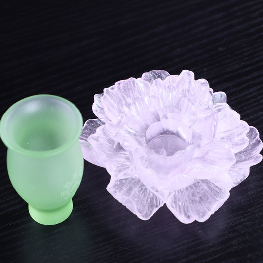 琉璃仏供杯  观音蓮花浄水杯   五行粉焼杯セット