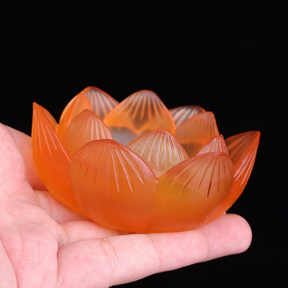 七彩琉璃の蓮花形油灯台  長明灯ろうそく台