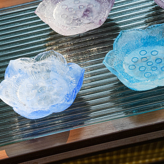 古法琉璃  粉焼き蓮花 蓮実ろうそく台