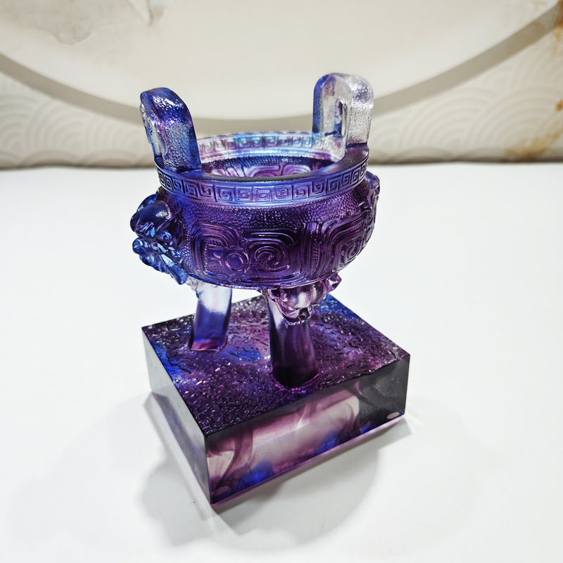 瑠璃鼎工芸品置物彩色瑠璃礼品賞杯