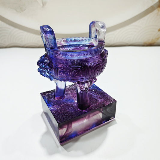 瑠璃鼎工芸品置物彩色瑠璃礼品賞杯