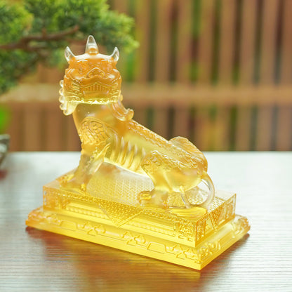 琉璃谛听の置物・九華山地蔵王の乗り獣・縁起物・インインテリア飾り・オフィス開業祝いギフト・工芸品