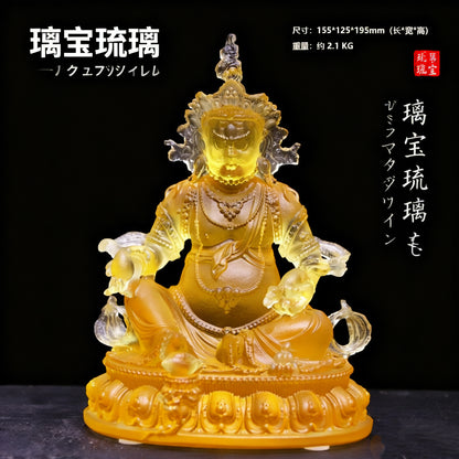 瑠璃黄財神仏像