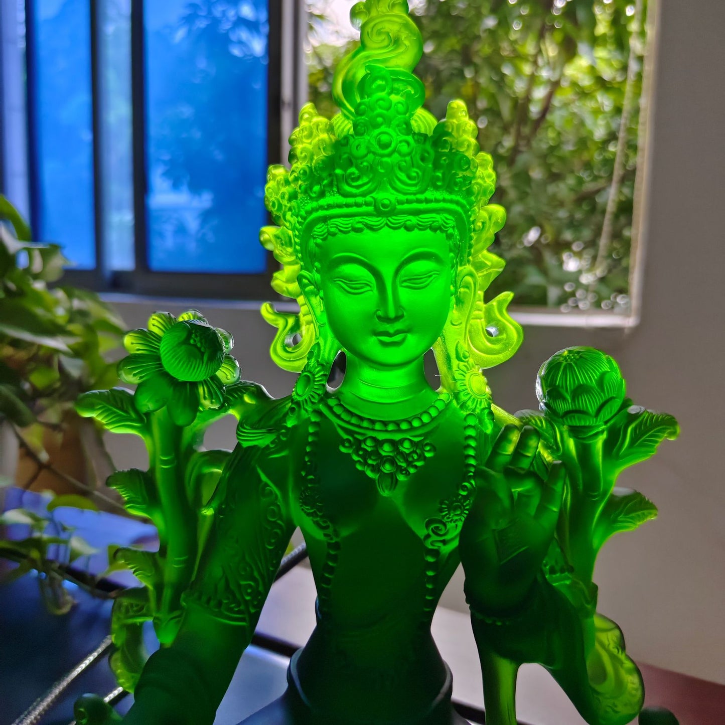 瑠璃緑度母仏像