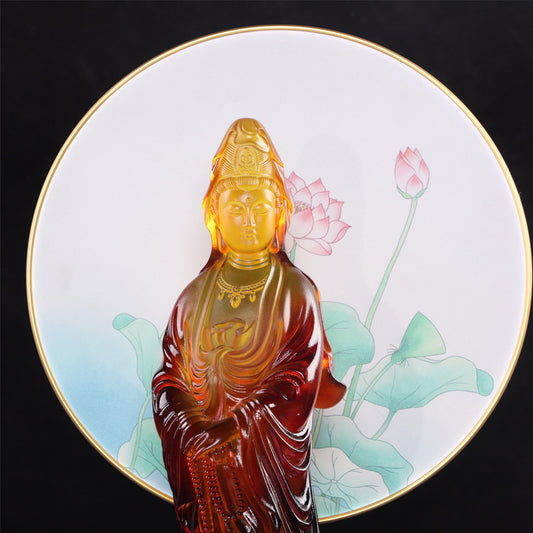 古法脱蠟琉璃仏像   念珠観音菩薩