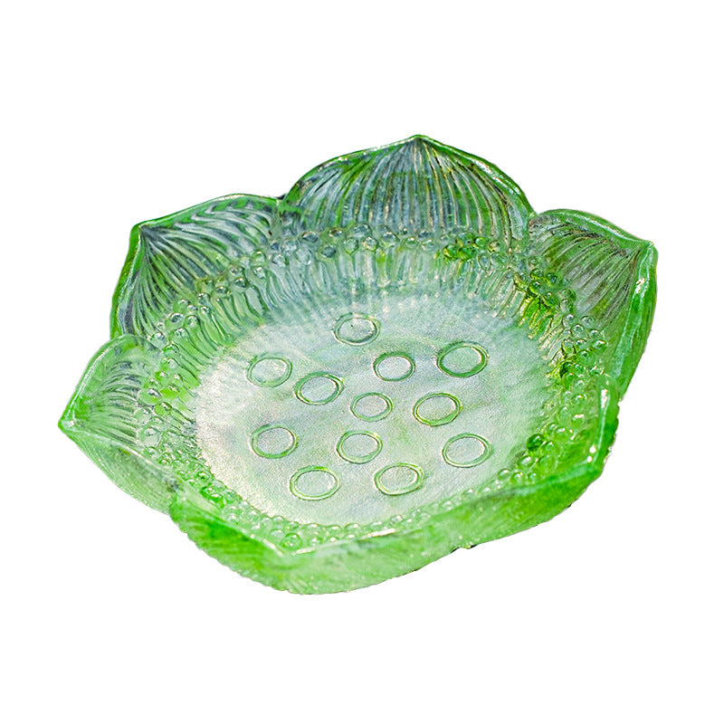 古法琉璃  粉焼き蓮花 蓮実ろうそく台