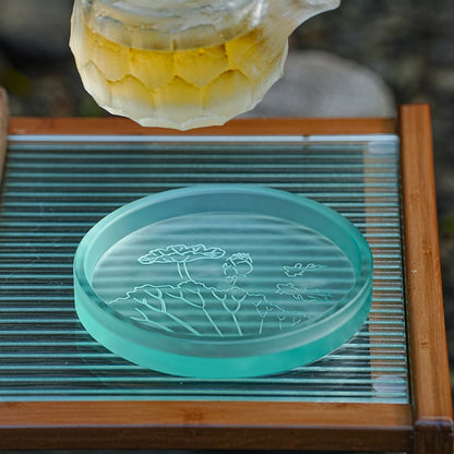 古法琉璃円形金魚戯蓮葉  花骨朵壺