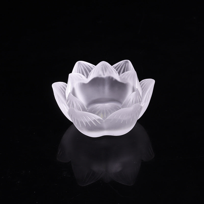 七彩琉璃の蓮花形油灯台  長明灯ろうそく台