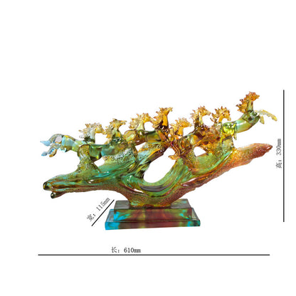 非遺伝統技法ガラス馬置物    八駿雄風ガラス芸術品