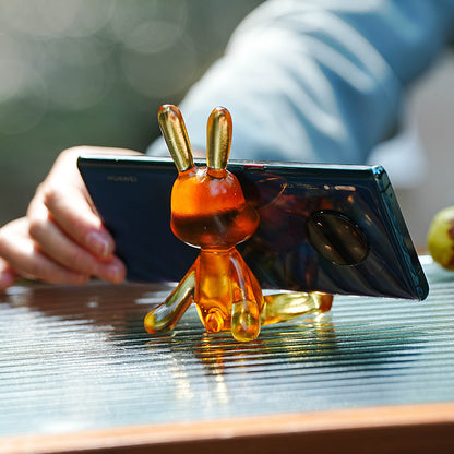 古法瑠璃の可愛いウサギのスマホ置物型スタンド