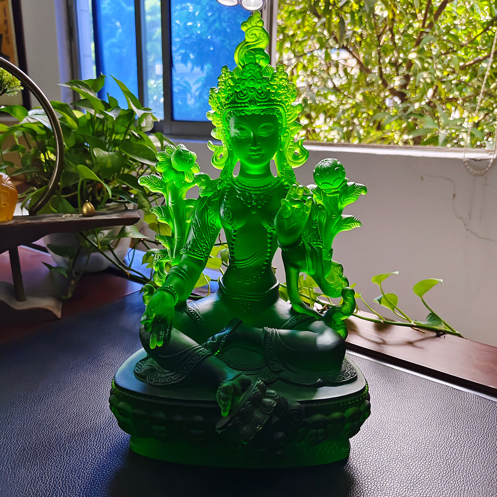 瑠璃緑度母仏像