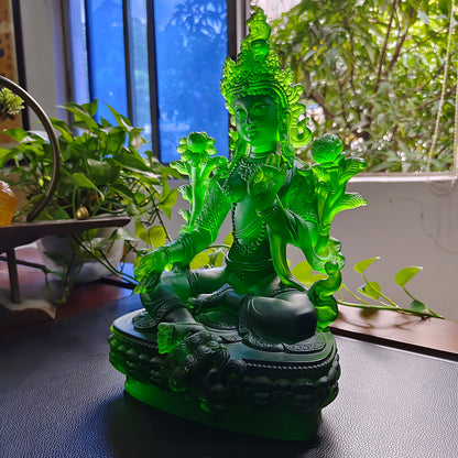 瑠璃緑度母仏像