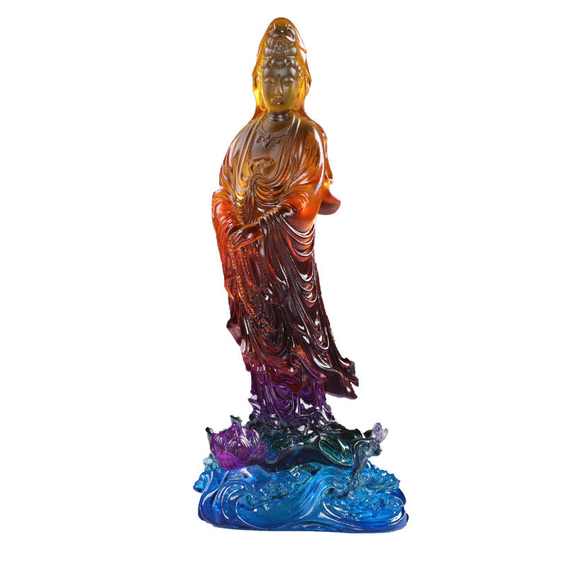 古法脱蠟琉璃仏像   念珠観音菩薩