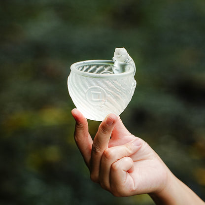 瑠璃銅銭猫カップ  可愛い女性用茶杯茶碗